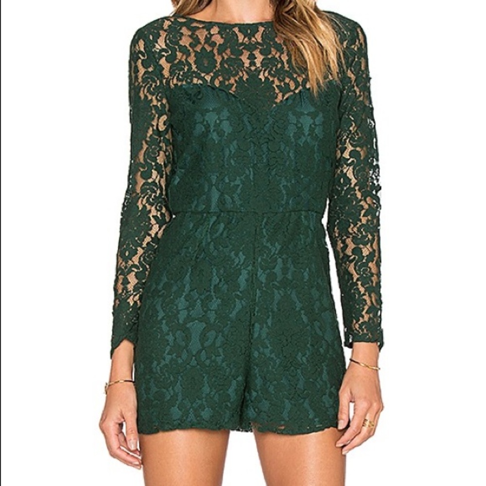 BB Dakota Dasha Green Lace Romper Size 4